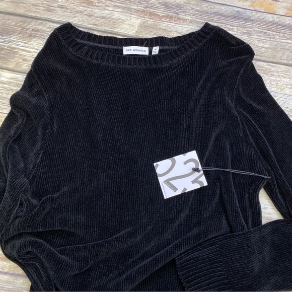 525 America black ribbed chenille sweater size S - Picture 4 of 5